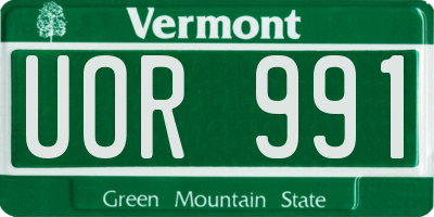 VT license plate UOR991