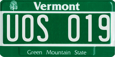 VT license plate UOS019