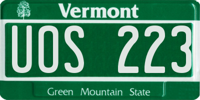 VT license plate UOS223