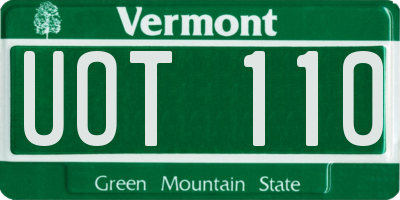 VT license plate UOT110