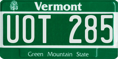 VT license plate UOT285