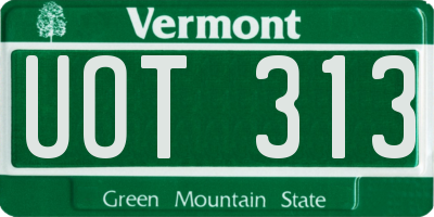 VT license plate UOT313