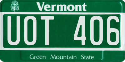 VT license plate UOT406