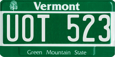VT license plate UOT523