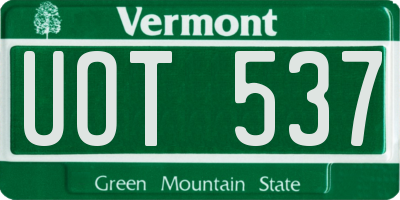 VT license plate UOT537