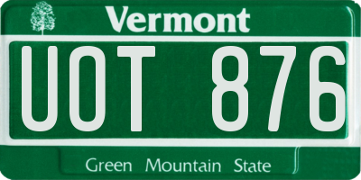 VT license plate UOT876