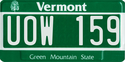 VT license plate UOW159