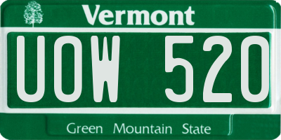 VT license plate UOW520