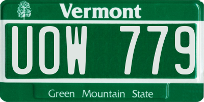 VT license plate UOW779