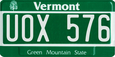 VT license plate UOX576