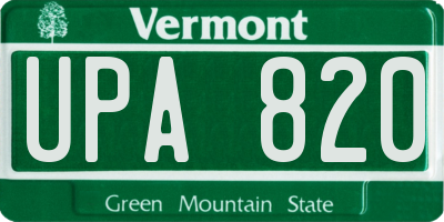 VT license plate UPA820