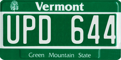 VT license plate UPD644