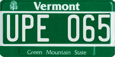 VT license plate UPE065