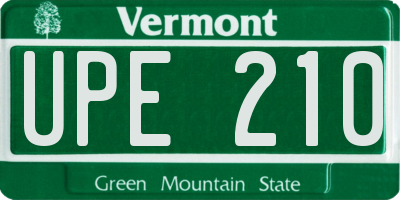 VT license plate UPE210