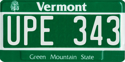 VT license plate UPE343