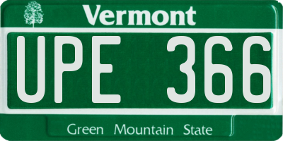 VT license plate UPE366