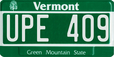 VT license plate UPE409