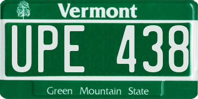 VT license plate UPE438