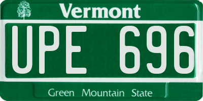 VT license plate UPE696