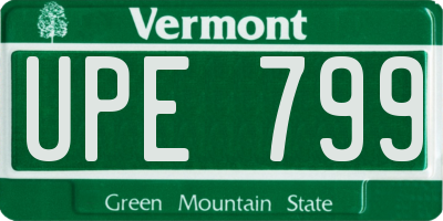 VT license plate UPE799