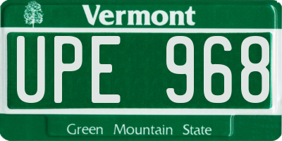 VT license plate UPE968