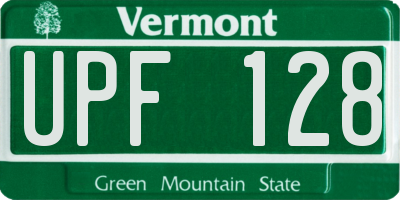 VT license plate UPF128