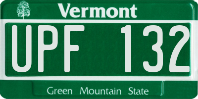 VT license plate UPF132