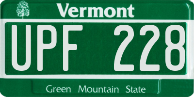 VT license plate UPF228