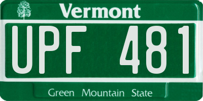VT license plate UPF481
