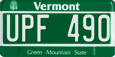 VT license plate UPF490