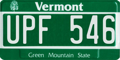 VT license plate UPF546