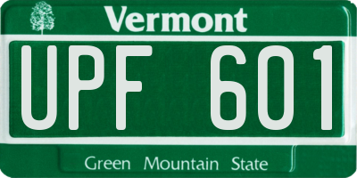 VT license plate UPF601