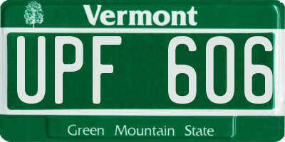 VT license plate UPF606