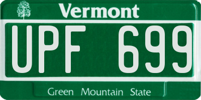 VT license plate UPF699