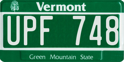 VT license plate UPF748