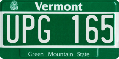 VT license plate UPG165