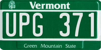 VT license plate UPG371