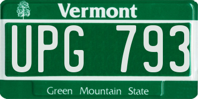 VT license plate UPG793