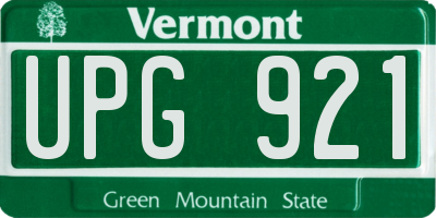 VT license plate UPG921