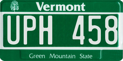 VT license plate UPH458