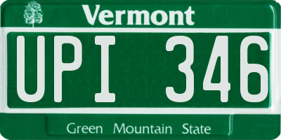 VT license plate UPI346