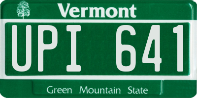 VT license plate UPI641