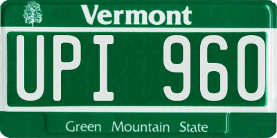 VT license plate UPI960