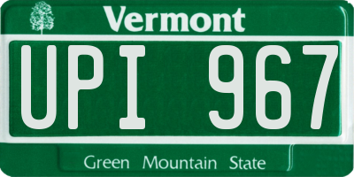 VT license plate UPI967