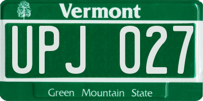 VT license plate UPJ027