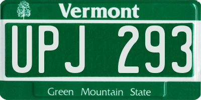 VT license plate UPJ293