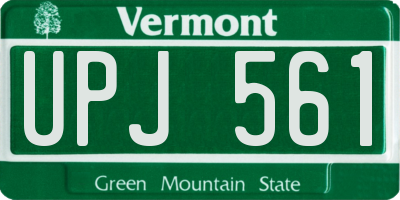 VT license plate UPJ561