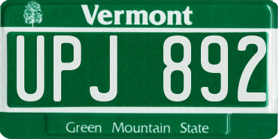 VT license plate UPJ892