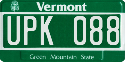 VT license plate UPK088