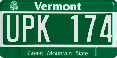 VT license plate UPK174